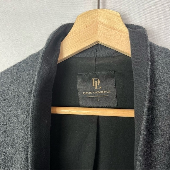 David Lawrence Charcoal Gray Open Front Wool Jacket 14 - Picture 4 of 4